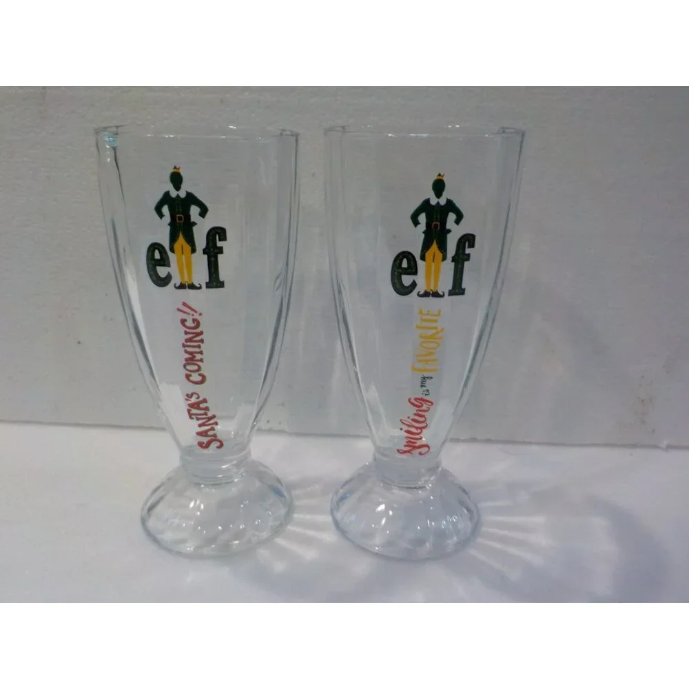 Set of 2 Elf Movie Beer Glasses Ice Cream Sundae Milkshake Glass  7